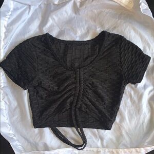 Black Ruched Crop Top